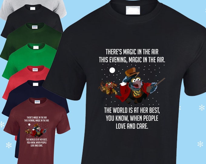 There's magic in the air. muppets christmas carol inspired christmas T-shirt adults and children kids