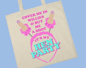 Team bride willy fun hen party/night/holiday printed tote bag