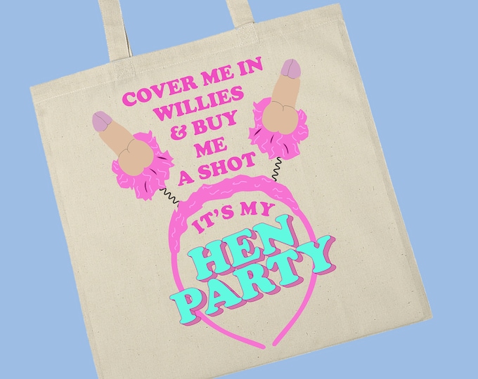 Team bride willy fun hen party/night/holiday printed tote bag