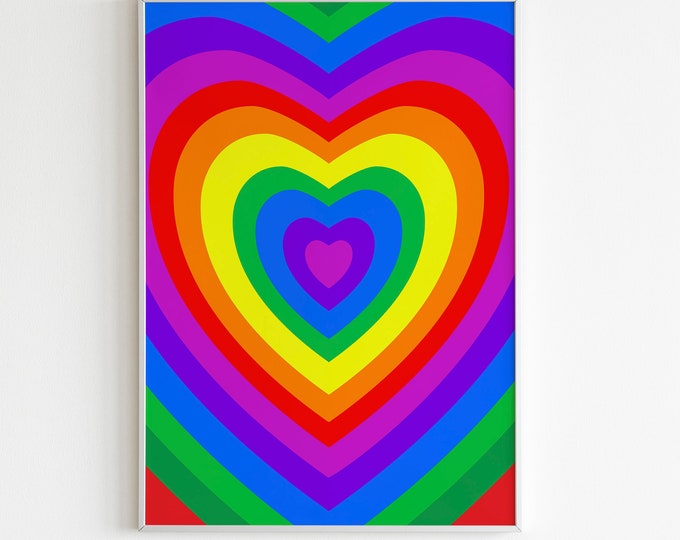 Rainbow Heart Hippie Wall Art