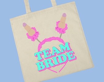 Team bride willy fun hen party/night/holiday printed tote bag