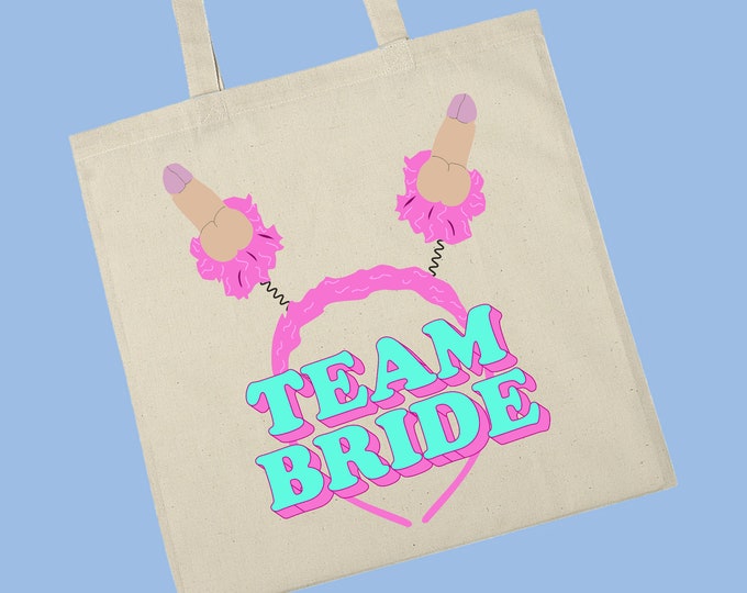 Team bride willy fun hen party/night/holiday printed tote bag