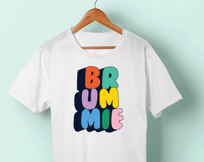 Rainbow BRUMMIE printed t-shirt/white/pink/blue/grey