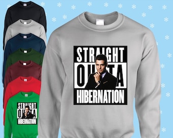 Straight outta hibination michael buble Funny Christmas jumper/sweatshirt red/navy/black/green/grey/blue