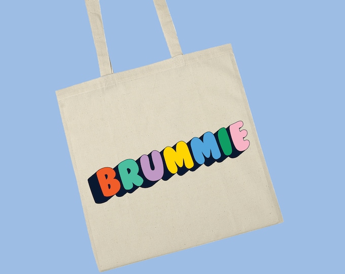 Rainbow brummie/birmingham printed tote bag