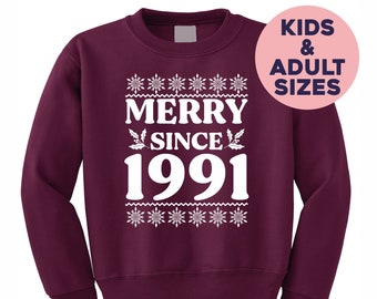 Personalised Date Family Christmas jumper/sweatshirt red/navy/black/green/grey/blue