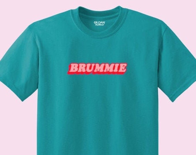 Retro BRUMMIE printed t-shirt/white/black/teal/grey/pink/navy