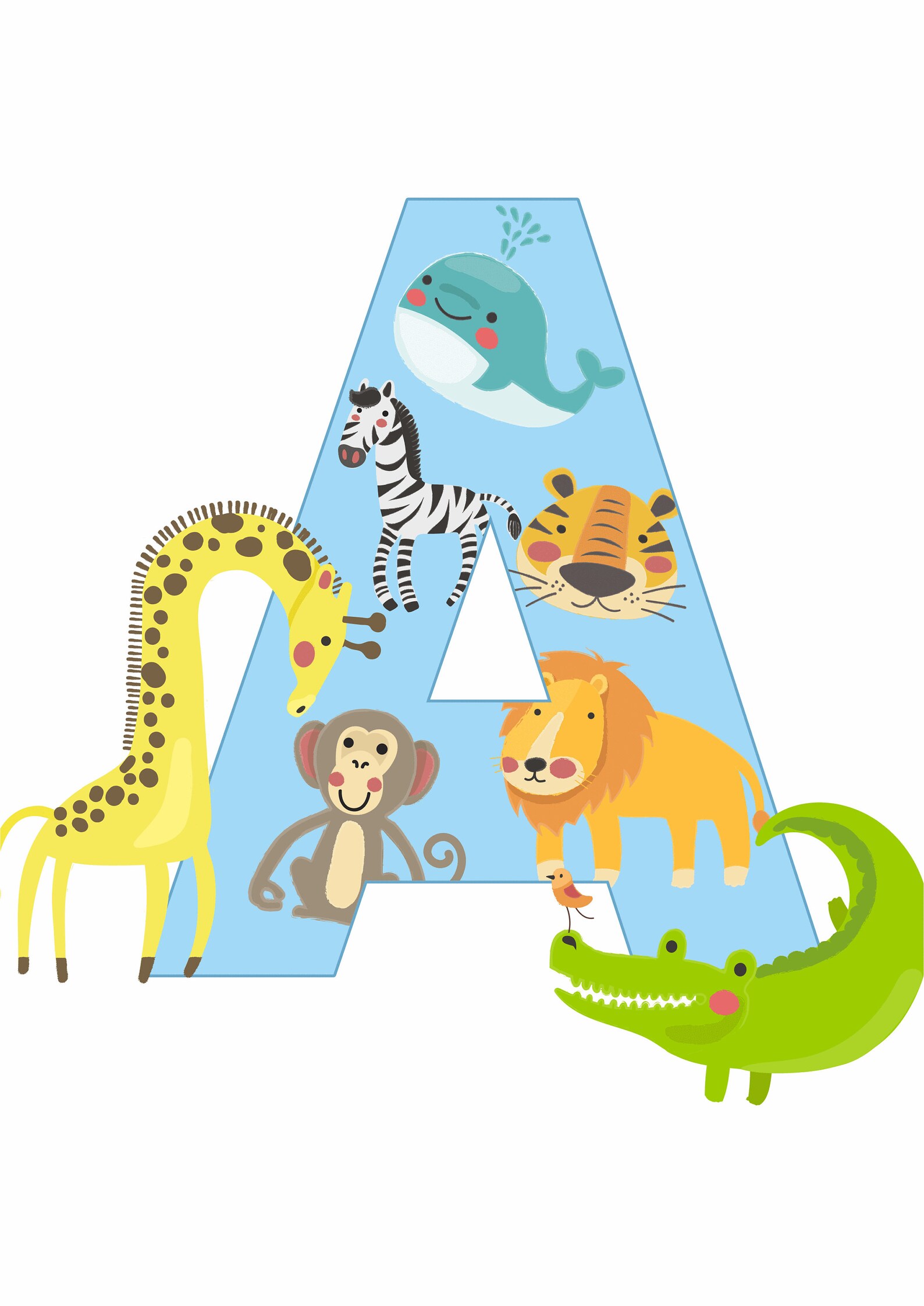 Personalised kids animal wall print/art Etsy