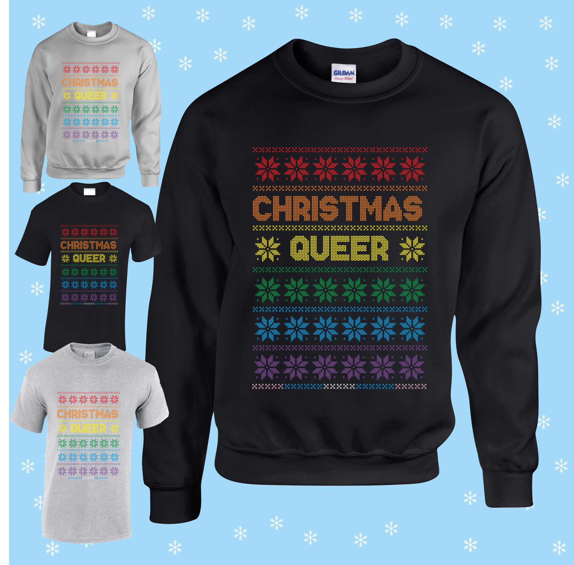 christmas Queer gay LGBTQIA rainbow christmas jumper t shirt