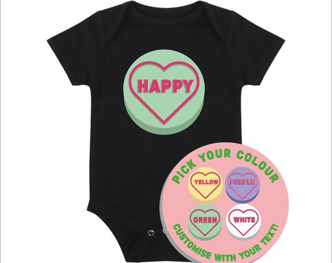 Personalised Custom Love Heart babygrow/bodysuit /valentines | Fathers Day | Mothers Day | Gift