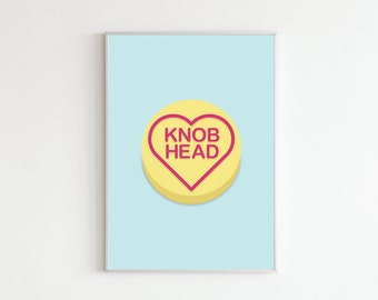 Love hearts knob head Wall Art | print | digital design | digital art | poster | gift | home decor | prints for walls | wall decor | sweets