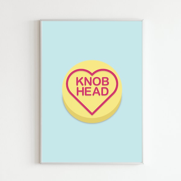 Love Hearts Knob Head Wall Art Print: Sweet Home Decor
