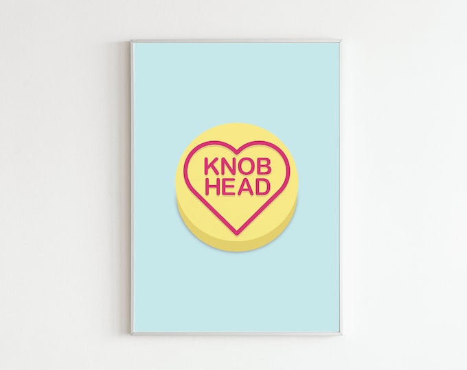 Love hearts knob head Wall Art | print | digital design | digital art | poster | gift | home decor | prints for walls | wall decor | sweets