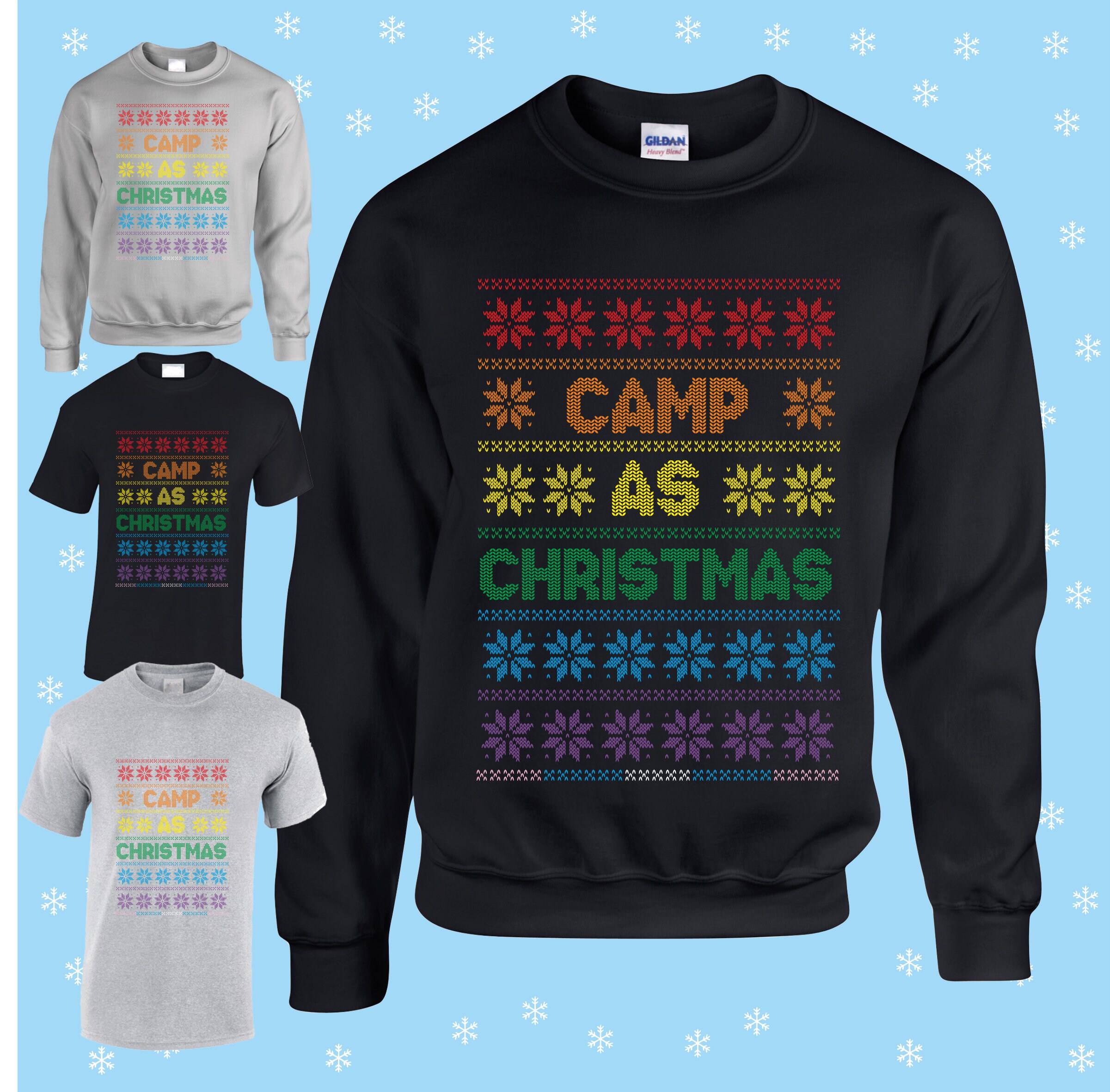 camp as christmas gay LGBTQIA rainbow christmas jumper t shirt
