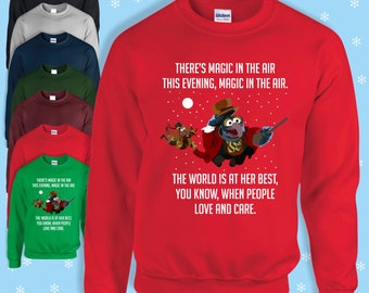 There's magic in the air, Inspired By A Muppet's Christmas Carol, Christmas Jumper childrens, Adults