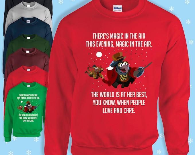 There's magic in the air, Inspired By A Muppet's Christmas Carol, Christmas Jumper childrens, Adults