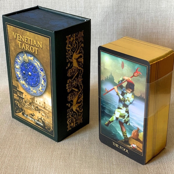 Petit Tarot Vénitien, Jeux de cartes divinatoire Cartes de Tarot de Venise Unique occulte Tarot Inspiré par l'histoire du carnaval de Venise