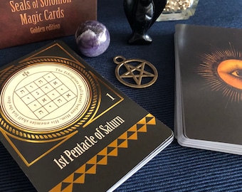 Seals of Solomon Magic Cards, Golden Edition, Talismans of King Solomon, Key of Solomon the King, Occult Kabbalistic Seals Amulets