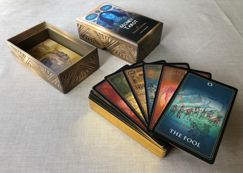 Money Tarot Cards for business and financial tarot reading. Unique and Magic Tarot Deck based on various world currencies. Divination Cards. image 6