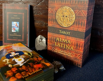 Tarot Alma Latina Hand-drawn Deck for Cards Reading Inspired by ancient Civilizations, Culture of Mayans, Incas, Aztecs, Latin American art