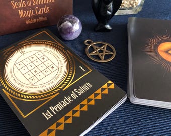 Seals of Solomon Magic Cards, Golden Edition, Talismans of King Solomon, Key of Solomon the King, Occult Kabbalistic Seals Amulets