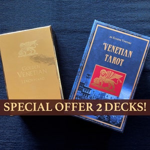 Offerta speciale! Il mazzo di Lenormand veneziane dorate e mazzi di tarocchi veneziani, carte uniche ispirate alla storia del carnevale veneziano