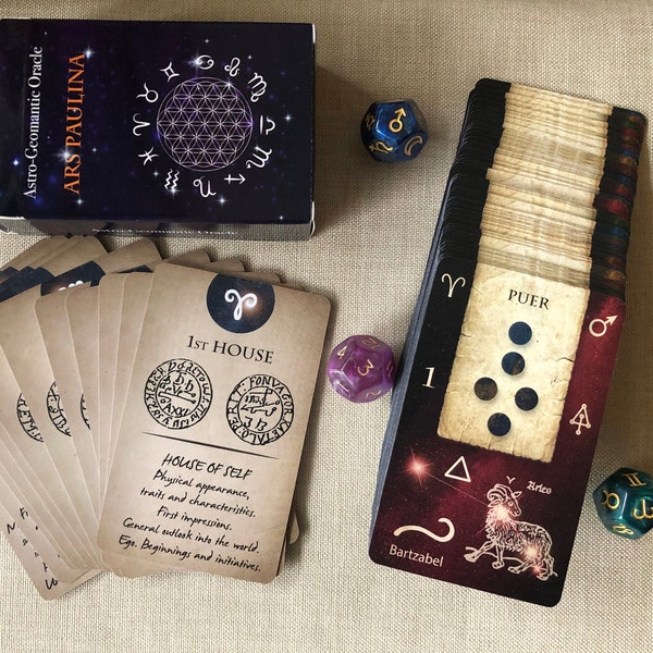 Geomantic Cards, Astro Geomantic Oracle, Magic Divination Cards with Planetary Sigils, Fortune telling Occult Deck, Very Limited edition