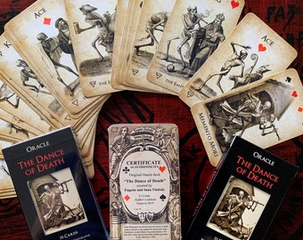 Dance of Death Oracle Cards, Danse Macabre Deck, Unique Occult Divination Cards for Fortune Telling based on lithographs of Hieronymus Hess