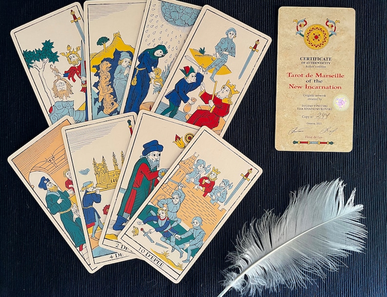 Tarot de Marseille of the New Incarnation, Tarot of Marseilles type deck with Fully Illustrated Minors Arcana created according TdM system image 7