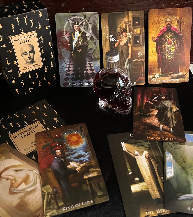 Madhouse Tarot Deck, Divination Cards, Unique Illustrated Occult Cards for Tarot Reading, Metaphoric cards of Association, Shadow Cards image 6