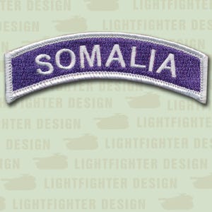 Purple - Heart Wounded Tab - (SOMALIA) - 3 1/2&quot; X 1&quot; Battle of Mogadishu - Black Hawk Down - TF Ranger - Operation Gothic Serpent - Wax Back