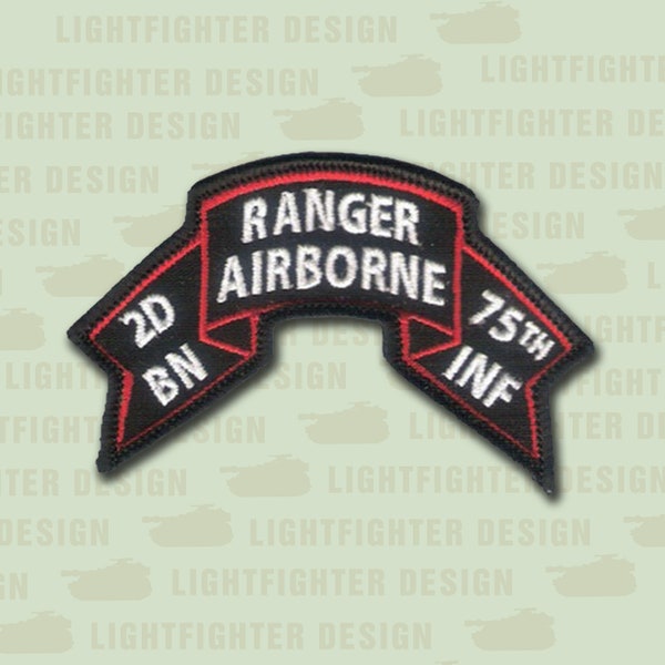 Dress Old School US 2nd Ranger BN Scroll - 4" x 2 3/8" merrowed edge, hook & loop backing regulation Size - Sua Sponte - 75th Ranger Reg