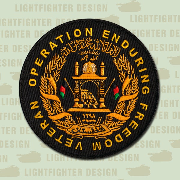 AFGHANISTAN VETERAN Embroidered Patch - Round 5" Merrowed Edge with wax backing - OEF - Operation Enduring Freedom - War on Terror