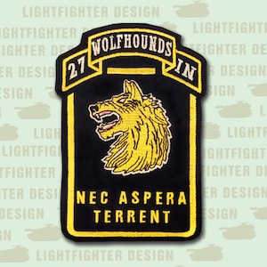 27th Infantry Regiment - Wolfhound Embroidered Patch - 5&quot; X 3 1/2&quot; - Hook & Loop Backing  - Vietnam, Korean War, Panama, Gulf War, OIF, OEF