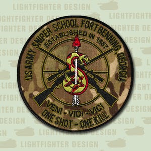 U.S. Army Sniper School Patch: Fort Benning Multicam Design (5&quot;)