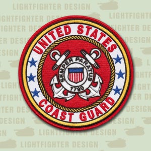 United States Coast Guard Embroidered Patch - 4 3/4&quot; with Wax Backing and Merrowed Edge - USCG Veteran