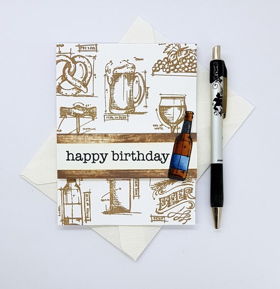 Happy Birthday Beer Card Beer Card Card For Him Bottle Of Etsy