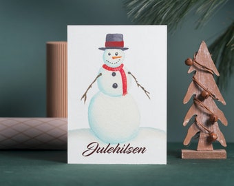 Snowman watercolored Christmas card
