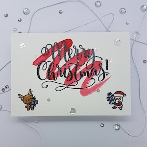Weihnachtsmann und Rentier Frohe Weihnachtskarte