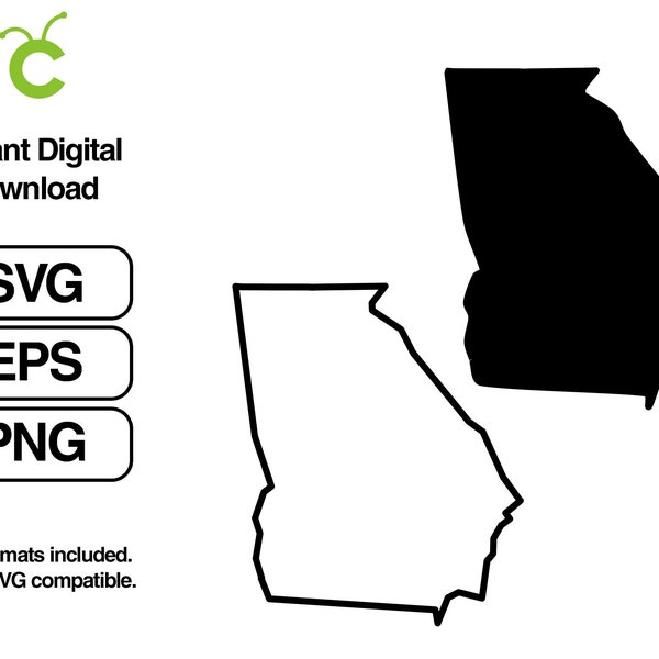 Georgia State shape and outline SVG Instant Download Cricut svg, png, eps