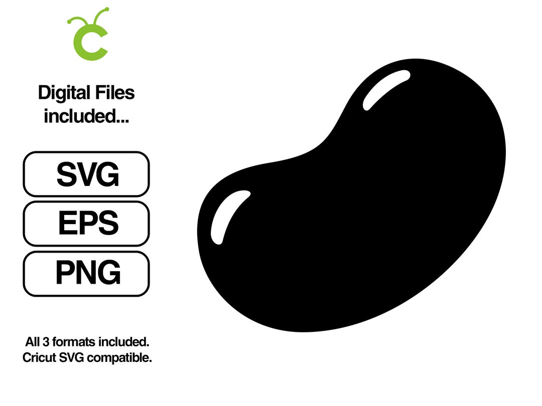 Jelly Bean Silhouette SVG Instant Download Cricut Svg, Png, Eps, Sweets