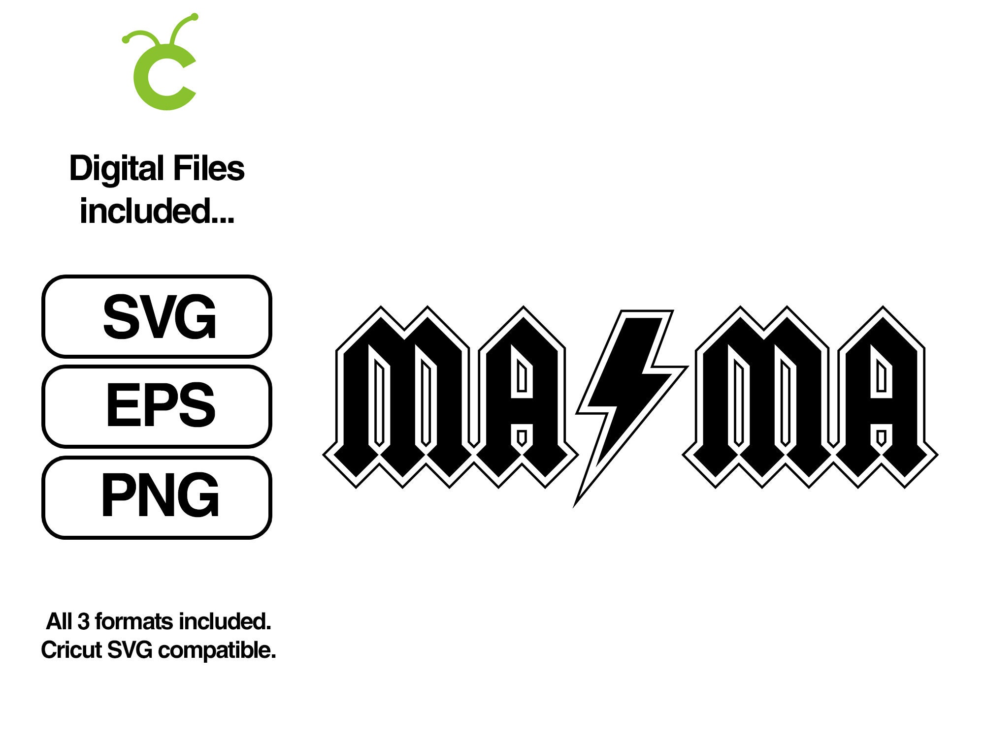 AC/DC ACDC Mama Logo Brand Band Music Rock Silhouette Svg Instant ...