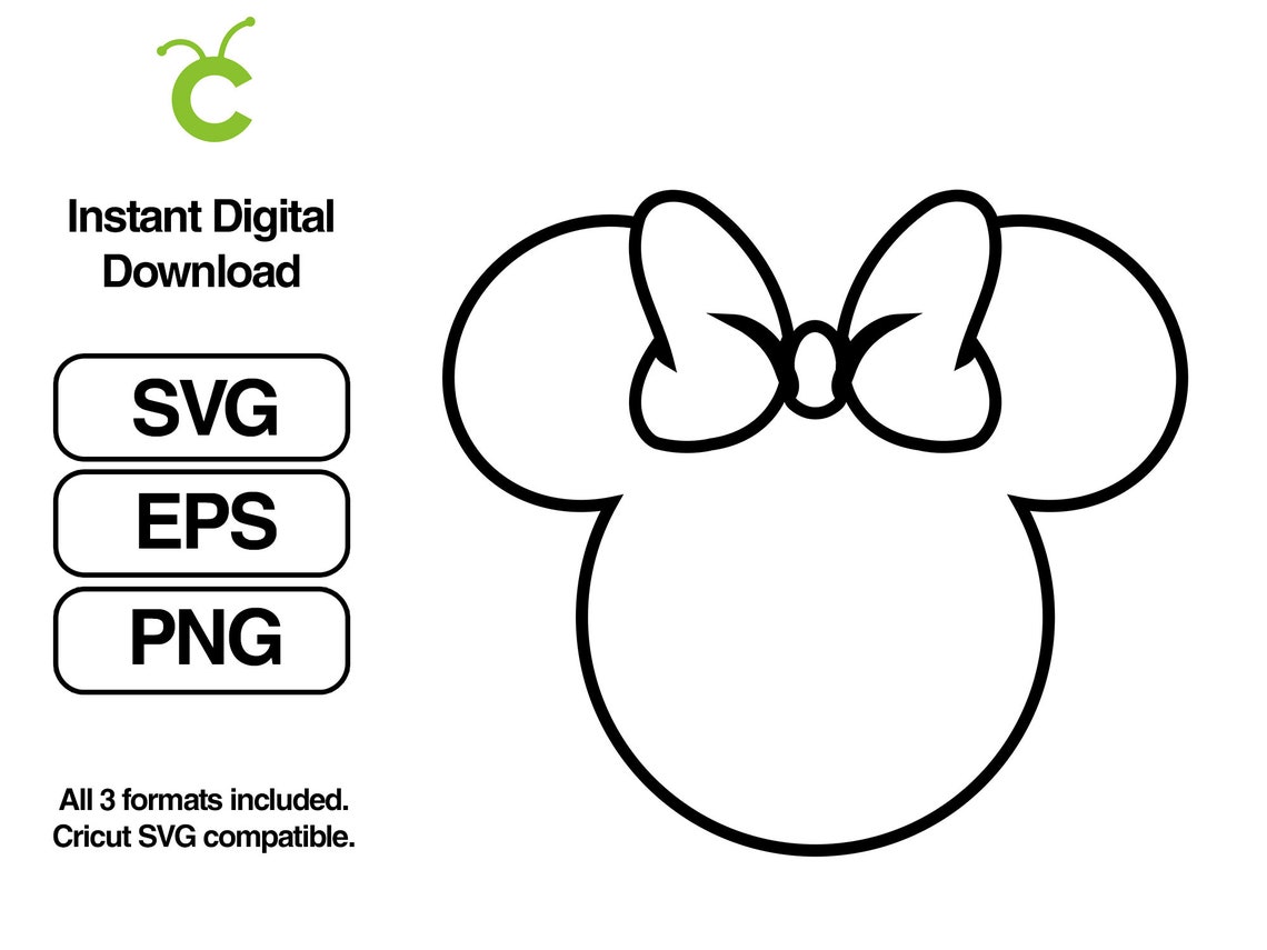 Minnie Head Outline SVG Instant Download Cricut svg png eps | Etsy