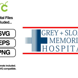 Color Greys Anatomy Grey + Sloan Memorial Hospital Logo Instant Digital Download Cricut svg, png, eps cut file