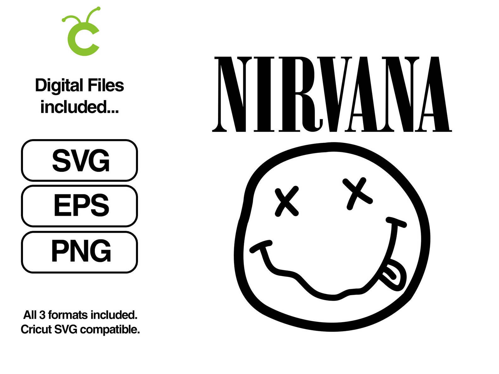 Download Nirvana smiley face logo brand band music rock silhouette ...