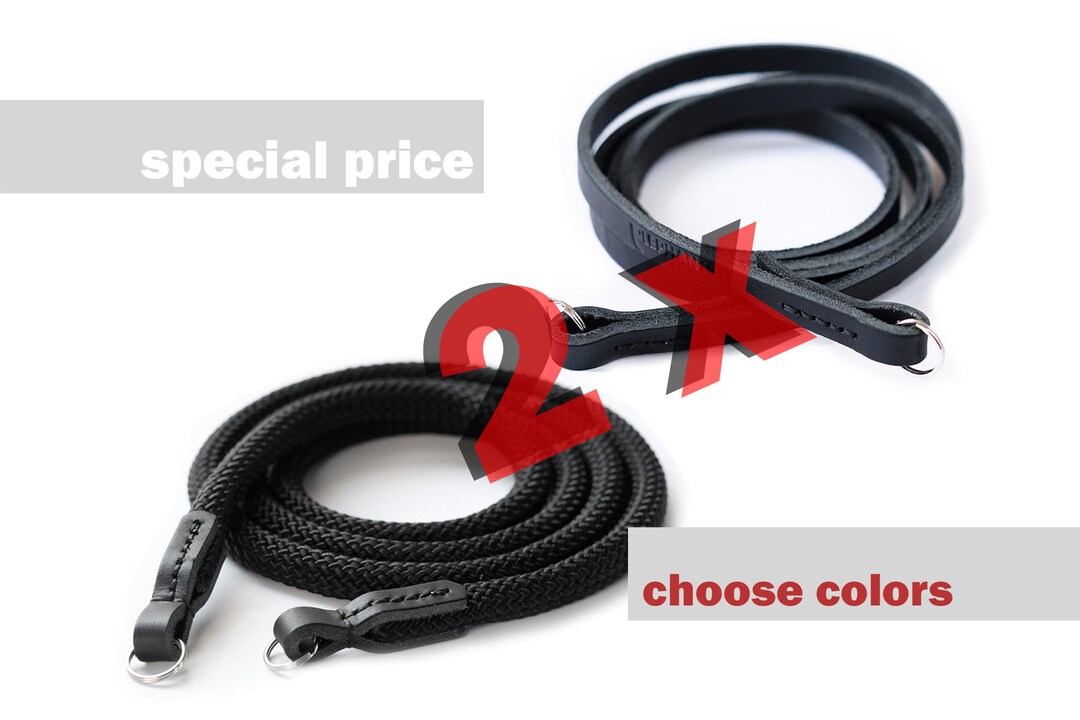 Two Camera Straps Leather and Cord, Cord Strap, Mirrorless Strap ...