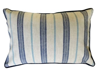 Handmade lumbar pillow case, decorative pillow, interior design, Home & Living, blue striped