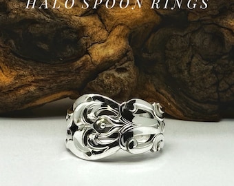 Arum Lily Spoon Ring: Swedish Solid Silver Detailed Band by Ceson