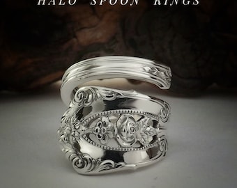 Stunning and Chunky US Sterling Silver Spoon Ring by the Silversmith Wallace  Rose Point 1934 The Perfect  Gift Idea