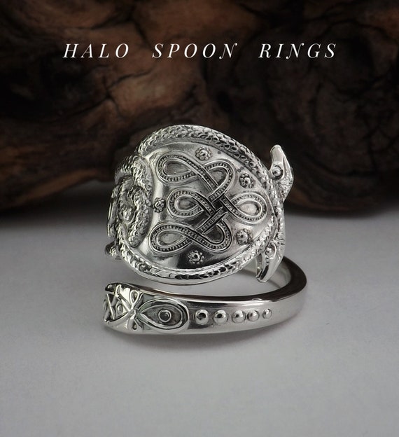 Celtic Serpent Sterling Silver Spoon Ring: Dublin 1947 - Etsy 日本